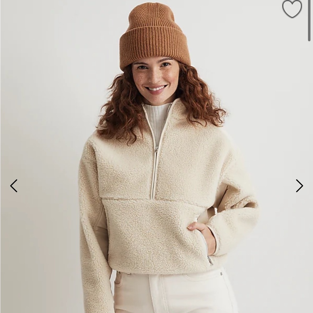 Brand New: Faux Shearling Half-Zip Pullover